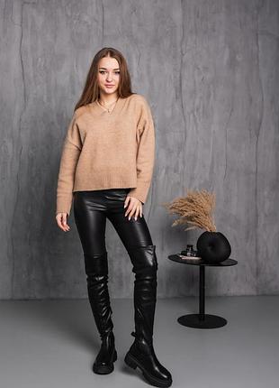 Ботфорты женские зимние fashion doodle 3887 36 размер 23,5 см черный9 фото