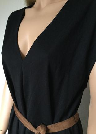 Базова сукня міді з контрастним поясом zara розмір l3 фото