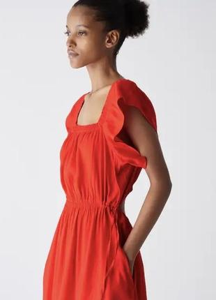 Платье новое размер м красное коралловое с открытой спиной и короткими рукавами6 фото