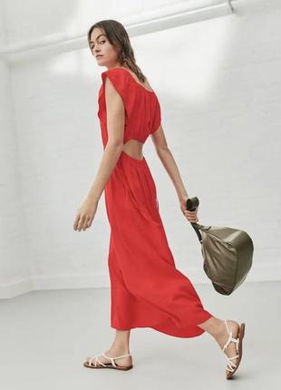 Платье новое размер м красное коралловое с открытой спиной и короткими рукавами1 фото