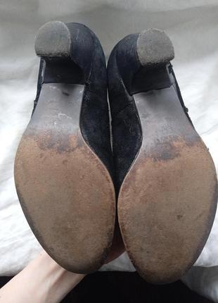Туфли замшевые черные 37 размер туфлы жаснкие черневое кружево замша натуральная на каблуке лоферы3 фото