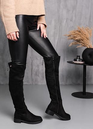 Ботфорты женские зимние fashion abu 3890 36 размер 23,5 см черный8 фото