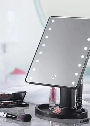 Зеркало настольное с подсветкой led - бренд large led mirror черное2 фото