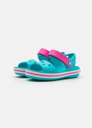 Крокс крокбэнд сандалии голубые детские crocs crocband sandal digital aqua5 фото