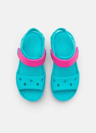 Крокс крокбэнд сандалии голубые детские crocs crocband sandal digital aqua8 фото