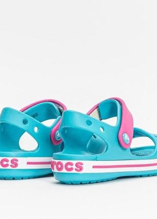 Крокс крокбэнд сандалии голубые детские crocs crocband sandal digital aqua9 фото