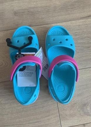 Крокс крокбенд сандалі голубі дитячі crocs crocband sandal digital aqua2 фото