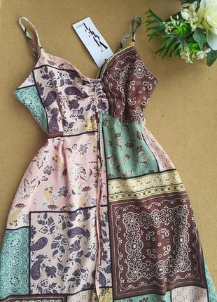 Легка літня міні сукня з орнаментом violet romance dress, 12 розмір