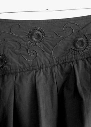 Винтажная юбка xanaka черная баллон тюльпан вышивка пайетки 100% хлопок натуральная4 фото