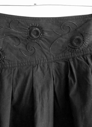 Винтажная юбка xanaka черная баллон тюльпан вышивка пайетки 100% хлопок натуральная6 фото