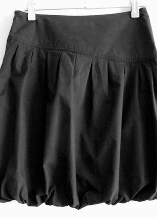 Винтажная юбка xanaka черная баллон тюльпан вышивка пайетки 100% хлопок натуральная2 фото