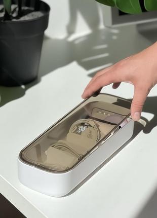 Органайзер для хранения мелких предметов на 7 секций прозрачная крышка, бело-серый, 124х56х300 мм