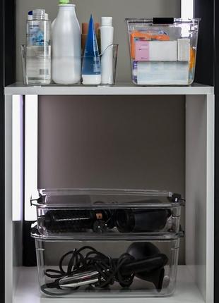 Пластиковий прозорий бокс із кришкою для зберігання речей 28х19х175 фото