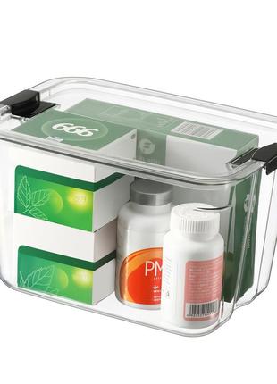 Пластиковий прозорий бокс із кришкою для зберігання речей 28х19х179 фото