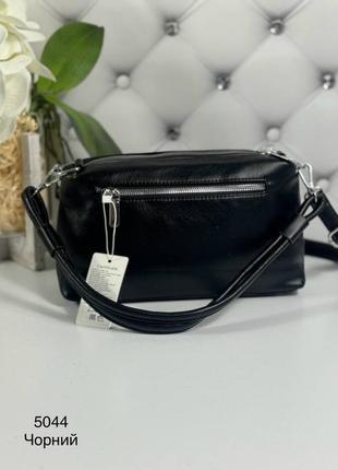 Жіноча стильна та якісна сумка з еко шкіри чорна8 фото