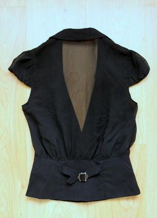 Блуза блузка кофточка пиджак шифоновая шифон нарядная карманы черная2 фото