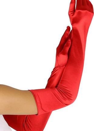 Рукавички one size silk червоні високі жіночі рукавиці3 фото
