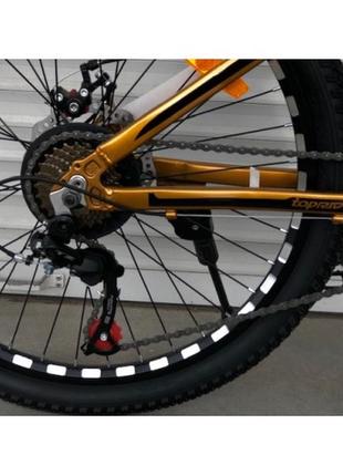Горный подростковый велосипед toprider 680 24" алюминиевый  золотой5 фото