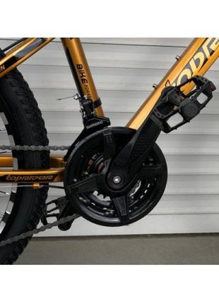 Гірський підлітковий велосипед toprider 680 24" алюмінієвий  золотий4 фото