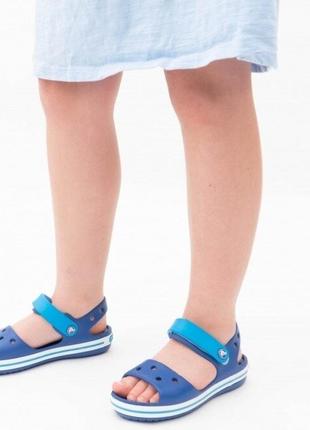 Крокс крокбенд дитячі санділі сині crocs crocband sandal cerulean blue/ocean5 фото