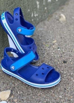 Крокс крокбенд дитячі санділі сині crocs crocband sandal cerulean blue/ocean10 фото