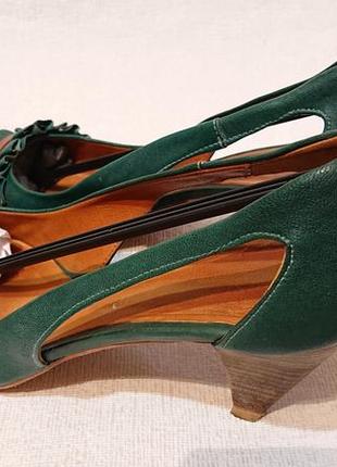 Жіночі туфлі босоніжки carlo pazolini 40 41 шкіра запалення зеленого кольору4 фото