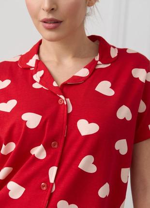 Женский комплект с шортиками и рубашкой сердечки2 фото