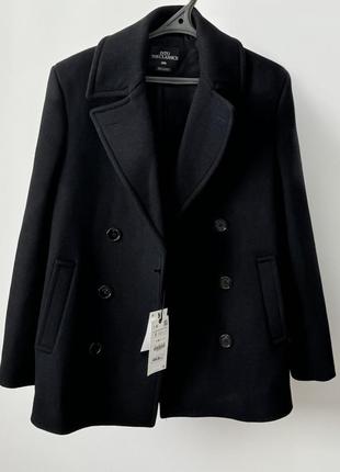 Короткое двубортное женское пальто zara1 фото