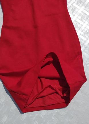 Красное плотное платье zara с гипюровой спинкой7 фото