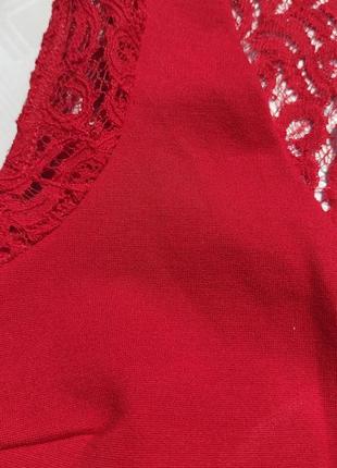 Красное плотное платье zara с гипюровой спинкой4 фото