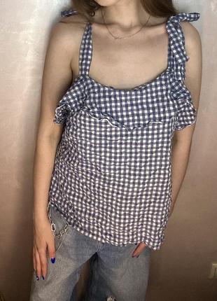 Клетчатая майка с бантиками с воланом лолита lolita