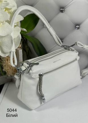 Жіноча стильна та якісна сумка з еко шкіри біла1 фото