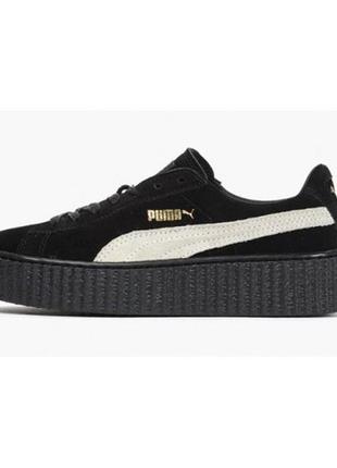 Женские черно-белые кроссовки puma suede rihanna - 0001rn