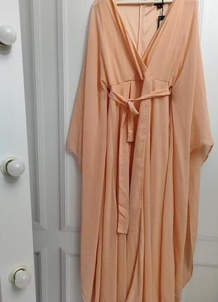 Трендовое платье накидка длинный рукав в пол вечернее платье3 фото