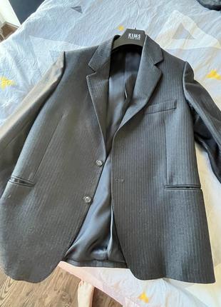 Винтажный шерстяной пиджак в полоску1 фото