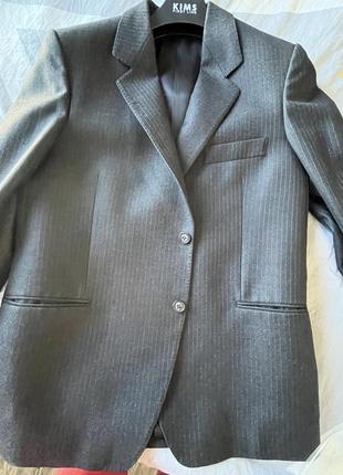 Винтажный шерстяной пиджак в полоску6 фото
