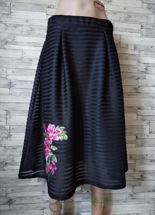 Юбка черная миди ayanapa с вышивкой из цветов1 фото