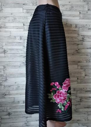 Юбка черная миди ayanapa с вышивкой из цветов2 фото