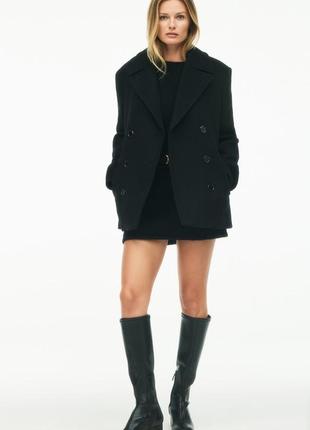 Короткое двубортное женское пальто zara5 фото