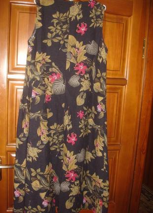 Платье сукня размер 50 / 16 летнее лен в стиле бохо сарафан халат новое5 фото