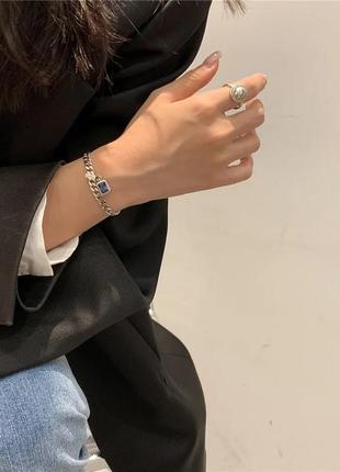 Тренд жіночий браслет покриття срібло 925 на руку преміум якості ланцюжок цирконій5 фото