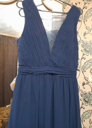 Вечернее длинное синее платье 46 48 размер2 фото