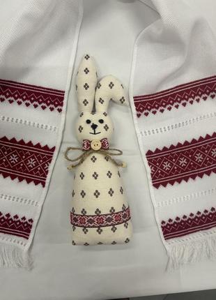 Льняной кролик украинский ручная работа на подарок3 фото