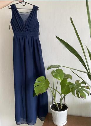 Вечернее длинное синее платье 46 48 размер4 фото