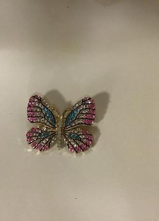 Брошка бабочка со стразами4 фото