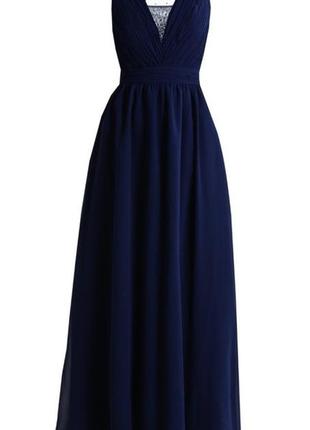 Вечернее длинное синее платье 46 48 размер3 фото