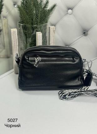 Жіноча стильна та якісна сумка з еко шкіри чорна5 фото