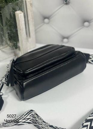 Женская стильная и качественная сумка из эко кожи черная6 фото