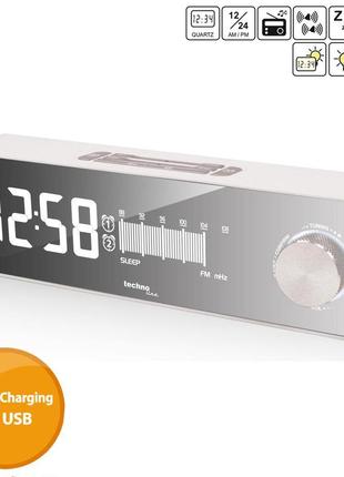 Часы будильник радио technoline wt483 white/silver (wt483)4 фото