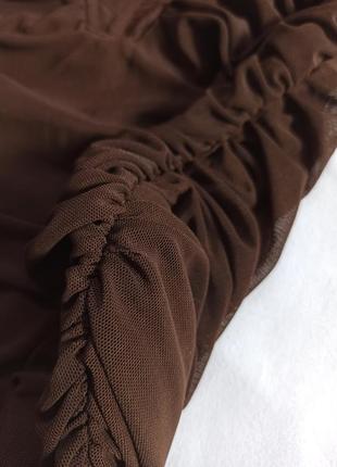 Шоколадное платье мини в корсетном стиле/бандо/сетка/с драпировкой/с корсетом10 фото